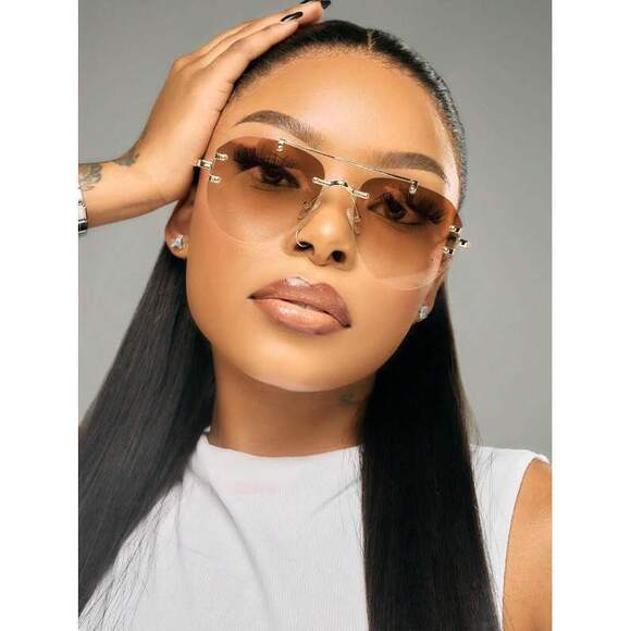 Metal Double-Beam Glasses, Toad Eye Glasses, Rimless Personalized Fashi